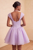 Mint Green Single Breasted A Line Short Homecoming Dress with Cap Sleeves