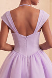 Mint Green Single Breasted A Line Short Homecoming Dress with Cap Sleeves
