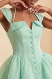 Mint Green Single Breasted A Line Short Homecoming Dress with Cap Sleeves