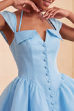 Mint Green Single Breasted A Line Short Homecoming Dress with Cap Sleeves