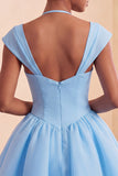 Mint Green Single Breasted A Line Short Homecoming Dress with Cap Sleeves