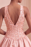 Halter Olive A Line Short Homecoming Dress with Sequins