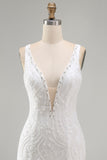 White Bodycon Beaded Sequin Homecoming Dress with Slit