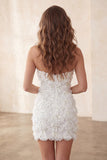Ivory Bodycon Strapless Short Homecoming Dress with Sequins