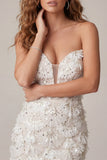 Ivory Bodycon Strapless Short Homecoming Dress with Sequins