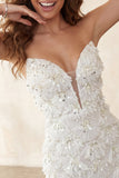Ivory Bodycon Strapless Short Homecoming Dress with Sequins