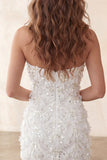 Ivory Bodycon Strapless Short Homecoming Dress with Sequins