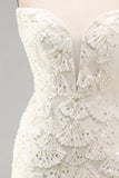 Ivory Bodycon Strapless Short Homecoming Dress with Sequins