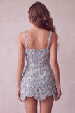 Ivory Square Neck A Line Short Homecoming Dress with Sequins