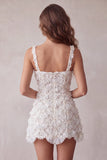 Ivory Square Neck A Line Short Homecoming Dress with Sequins