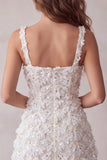 Ivory Square Neck A Line Short Homecoming Dress with Sequins