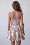 Sparkly Pink Strapless Floral Sequin A Line Short Homecoming Dress