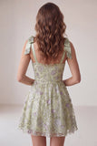 Dusty Sage Sequin A Line Homecoming Dress with Bows