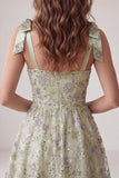 Dusty Sage Sequin A Line Homecoming Dress with Bows