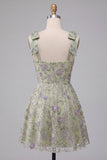 Dusty Sage Sequin A Line Homecoming Dress with Bows