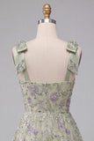Dusty Sage Sequin A Line Homecoming Dress with Bows