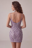 Lilac Bodycon Sequin Short Homecoming Dress