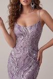 Lilac Bodycon Sequin Short Homecoming Dress