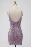 Lilac Bodycon Sequin Short Homecoming Dress