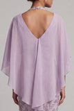 Halter Lilac Bodycon Beaded Midi Mother of the Bride Dress with Cape
