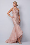 One Shoulder Mermaid Sequin Pink Mother of the Bride Dress with Ruffles