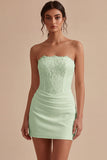 Strapless White Bodycon Mini Dress with Lace