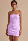 Strapless White Bodycon Mini Dress with Lace