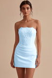 Strapless White Bodycon Mini Dress with Lace