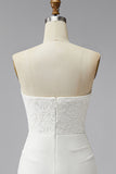 Strapless White Bodycon Mini Dress with Lace