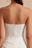 Strapless White Bodycon Mini Dress with Lace