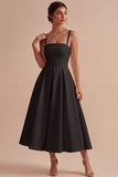 Elegant White A Line Spaghetti Straps Midi Engagement Dress