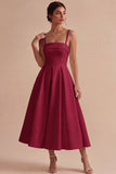 Elegant White A Line Spaghetti Straps Midi Engagement Dress