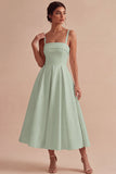 Elegant White A Line Spaghetti Straps Midi Engagement Dress