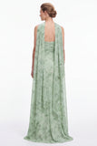 Dusty Sage Strapless Floral Mermaid Bridesmaid Dress with Scarf