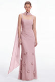 Mermaid Dusty Sage Square Neck Long Bridesmaid Dress with Scarf