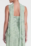 Mermaid Dusty Sage Square Neck Long Bridesmaid Dress with Scarf