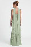 Mermaid Dusty Sage Square Neck Long Bridesmaid Dress with Scarf