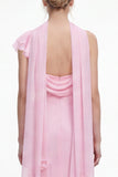 Pink 3D Floral Mermaid Long Bridesmaid Dress with Scarf