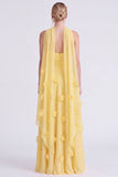 Daffodil Strapless A Line Long Bridesmaid Dress with 3D Flowers