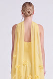 Daffodil Strapless A Line Long Bridesmaid Dress with 3D Flowers