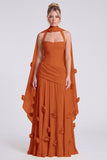 Halter Daffodil Ruched A Line 3D Flower Bridesmaid Dress with Scarf
