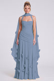 Halter Daffodil Ruched A Line 3D Flower Bridesmaid Dress with Scarf
