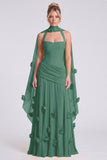 Halter Daffodil Ruched A Line 3D Flower Bridesmaid Dress with Scarf