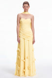 Sweetheart Ruched 3D Flower Sky Blue Bridesmaid Dress with Scarf