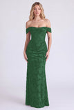 Dark Navy Off the Shoulder Mermaid Floral Corset Bridesmaid Dress