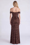 Dark Navy Off the Shoulder Mermaid Floral Corset Bridesmaid Dress