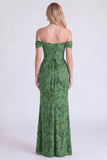 Off the Shoulder Mermaid Floral Corset Eucalyptus Bridesmaid Dress