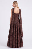 Dusty Rose A Line Floral Long Bridesmaid Dress with Slit