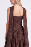 Dusty Rose A Line Floral Long Bridesmaid Dress with Slit