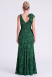 Eucalyptus Floral V Neck Mermaid Ruffled Bridesmaid Dress with Slit